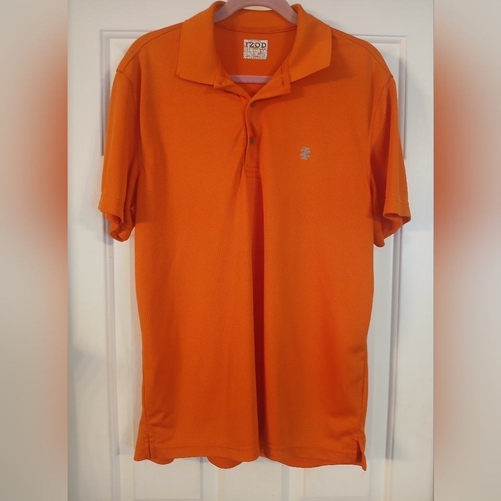 IZOD Men's Orange Short Sleeve Golf Polo Size L